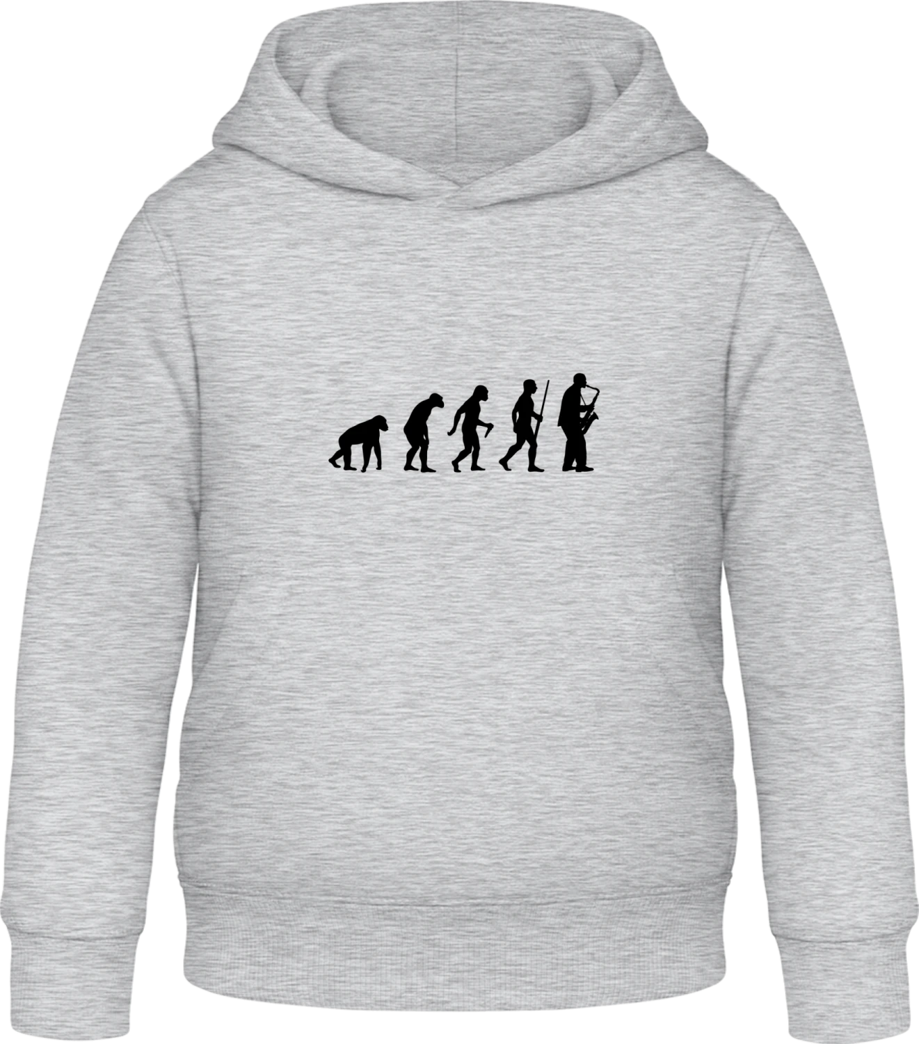 Saxophonist Evolution - Heather Grey Awdis Hoodie Kids - Front