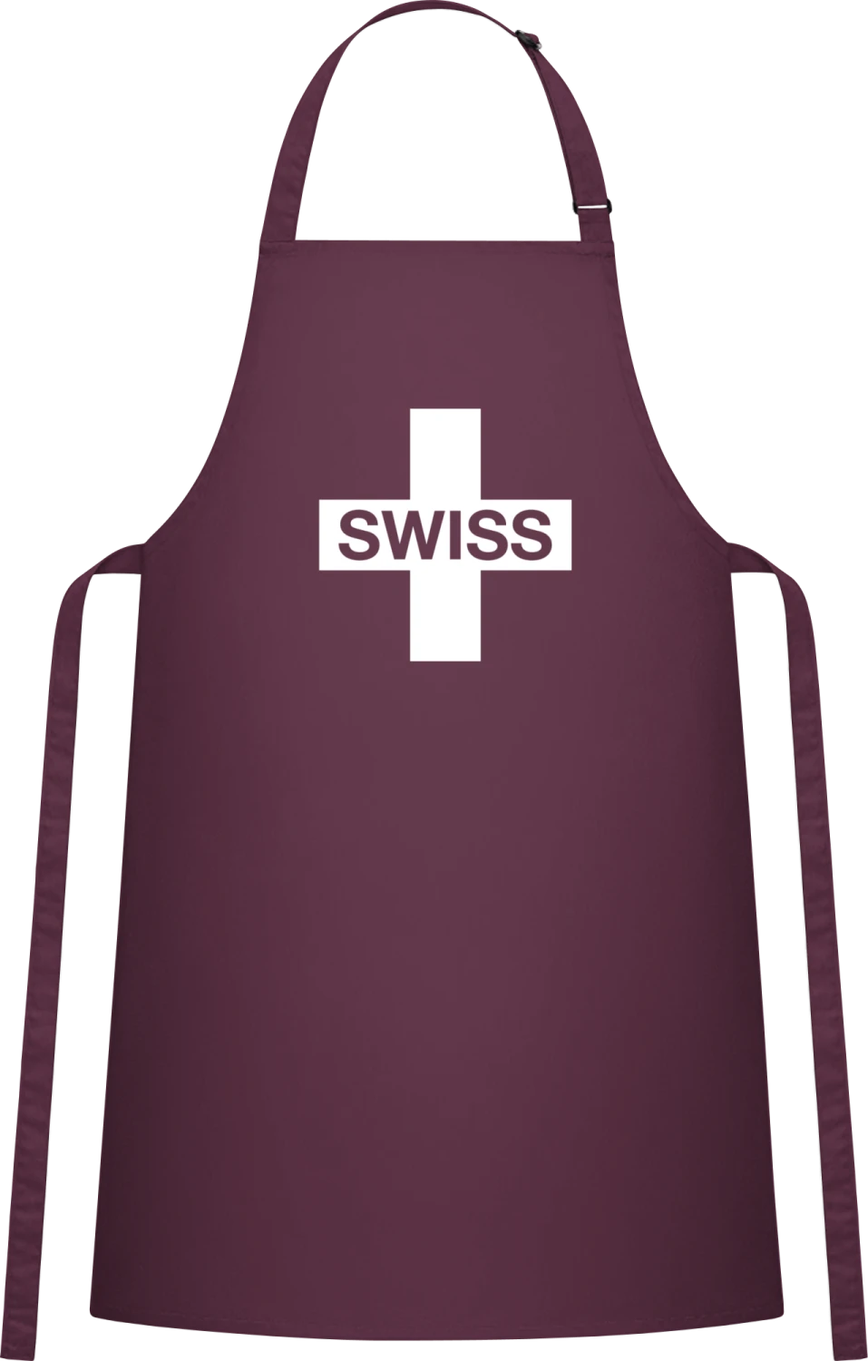 Switzerland Cross - Aubergine Cotton Bib Apron - Front