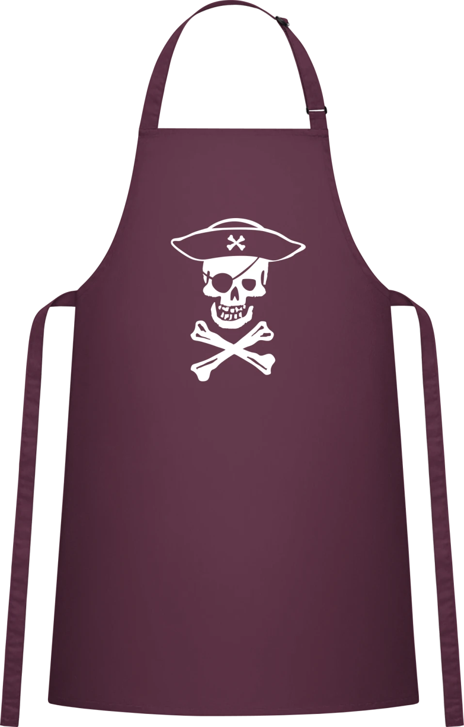 Pirate Skull - Aubergine Cotton Bib Apron - Front