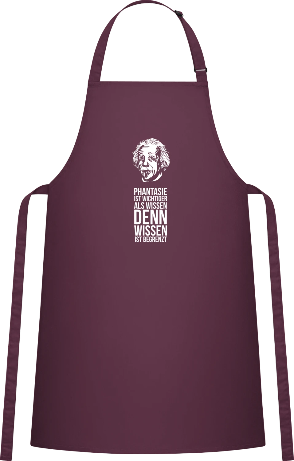 Phantasie ist wichtiger als Wissen - Aubergine Cotton Bib Apron - Front