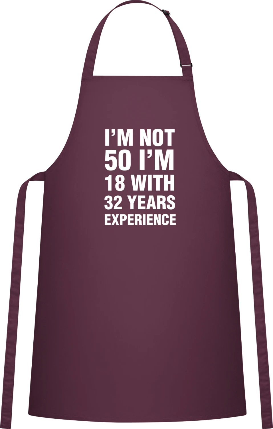 I'm Not 50 - Aubergine Cotton Bib Apron - Front