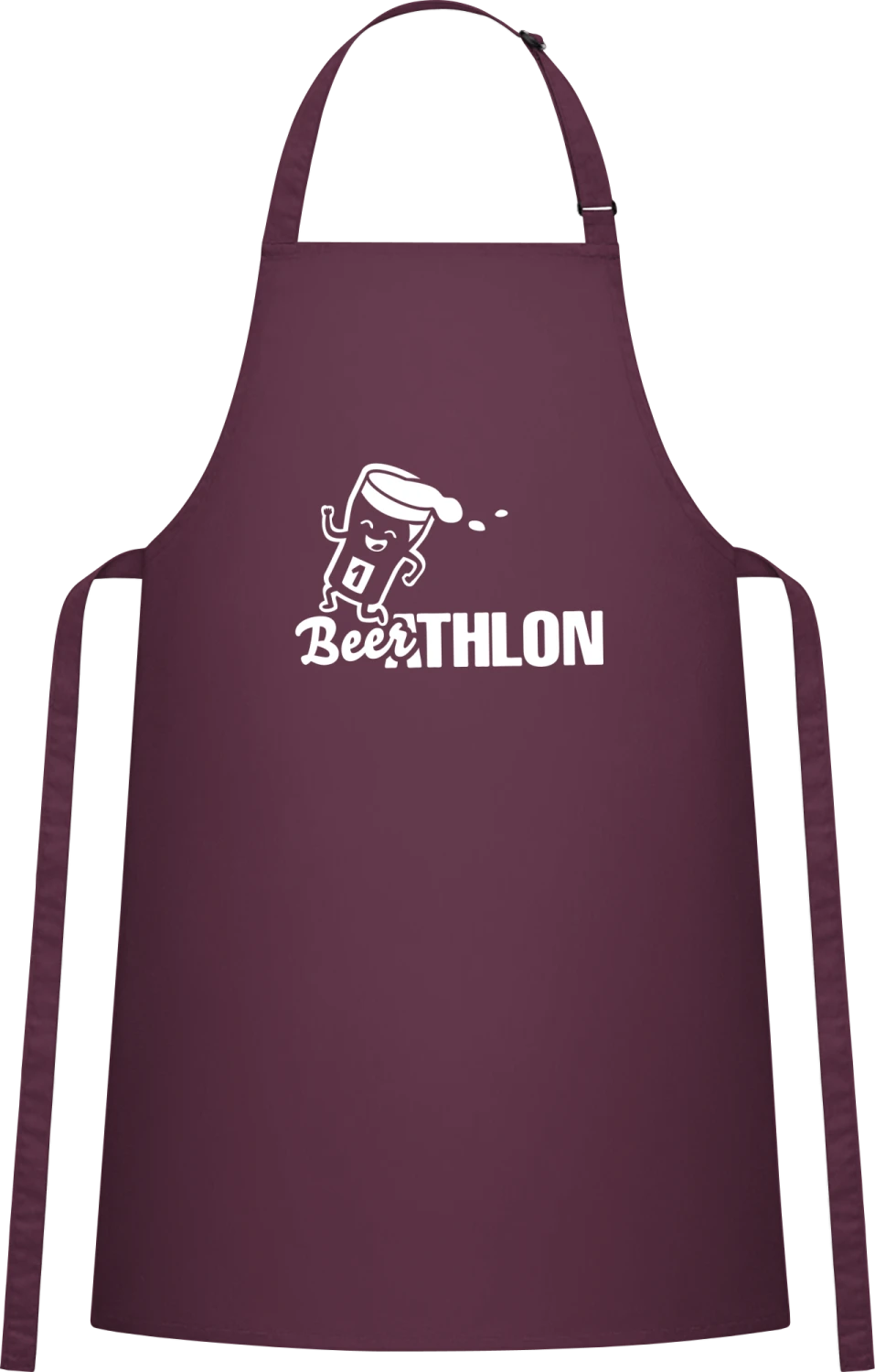 Funny Beer - Aubergine Cotton Bib Apron - Front