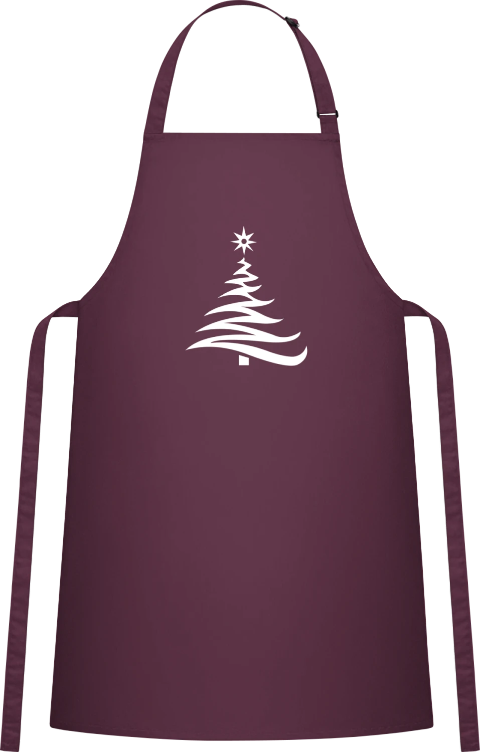 Christmas Tree - Aubergine Cotton Bib Apron - Front