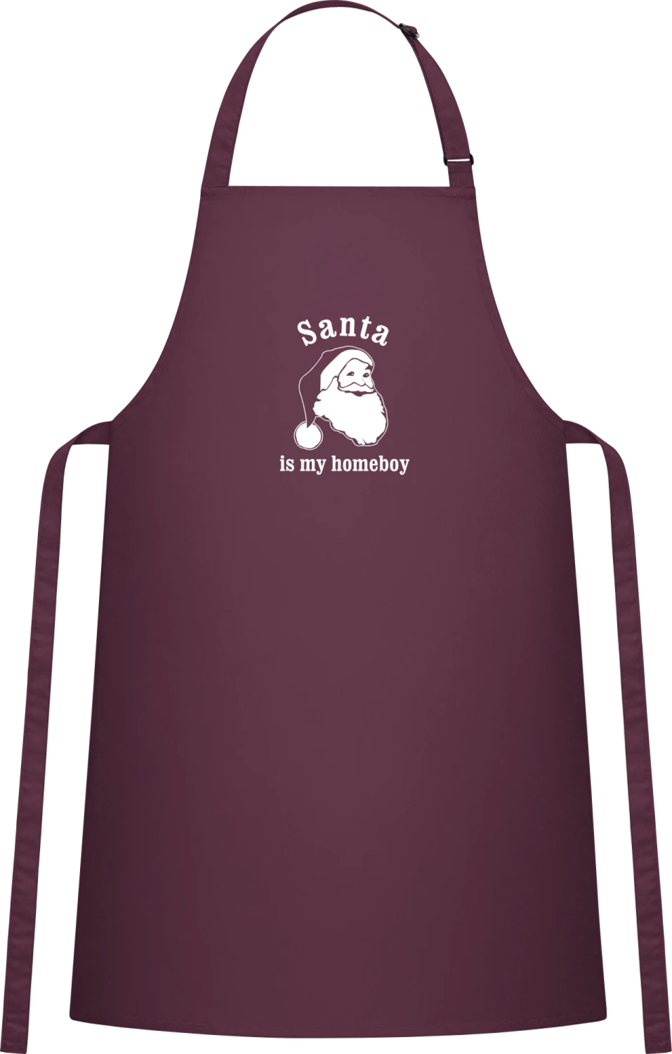 Santa Is My Homeboy - Aubergine Cotton Bib Apron - Front