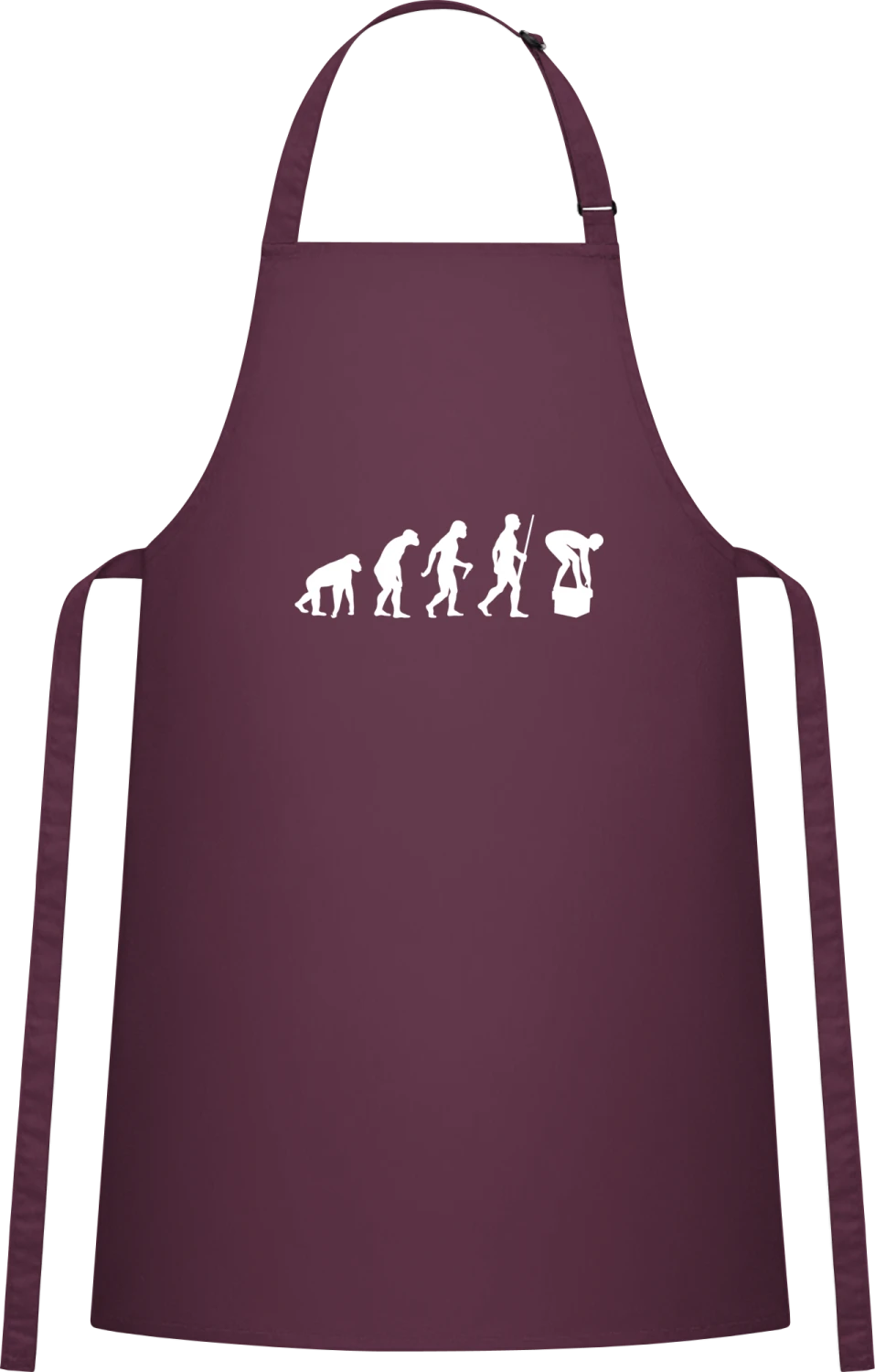 Swimming Evolution Humour - Aubergine Cotton Bib Apron - Front