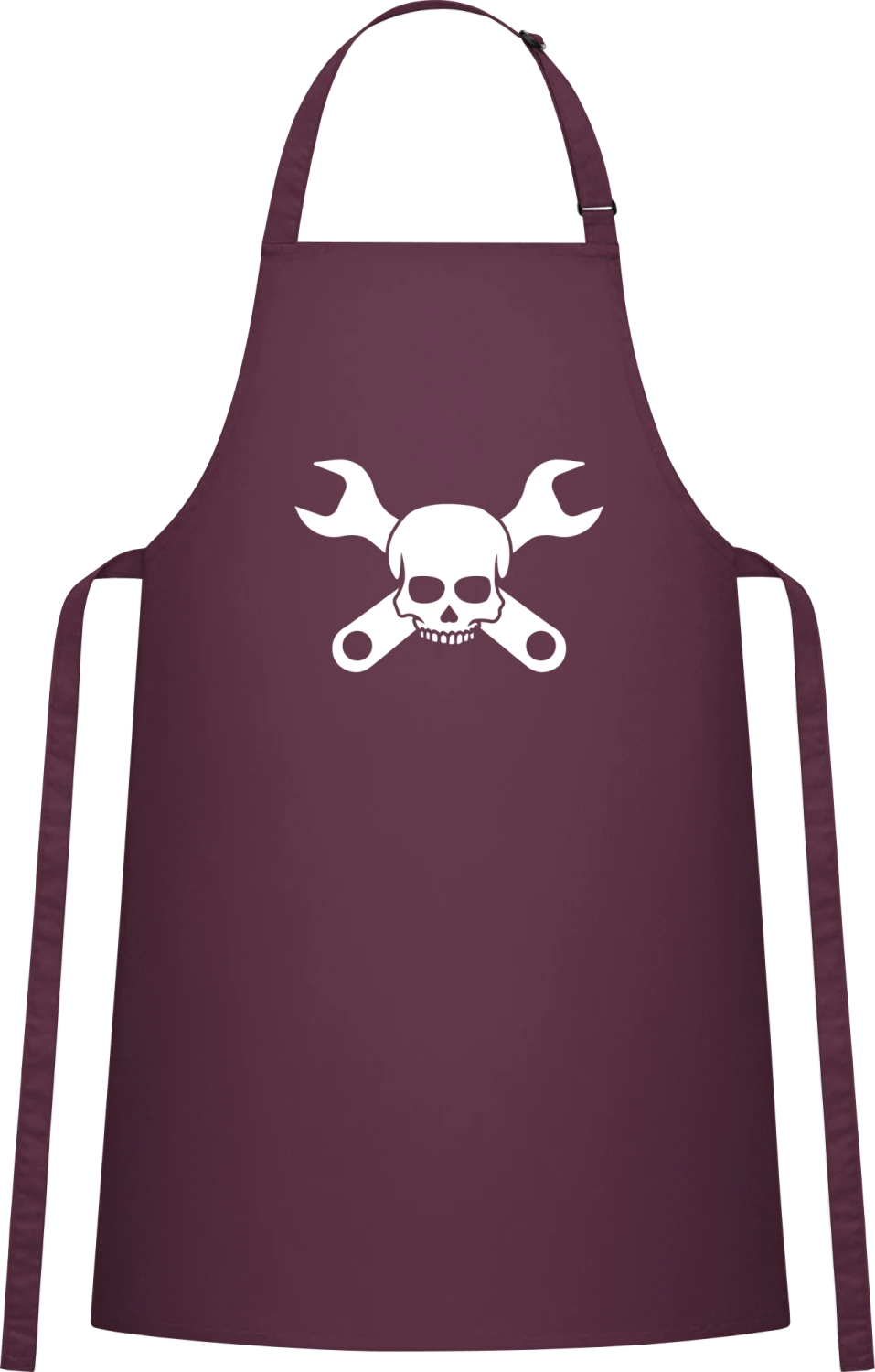 Craftsman Mechanic Skull - Aubergine Cotton Bib Apron - Front