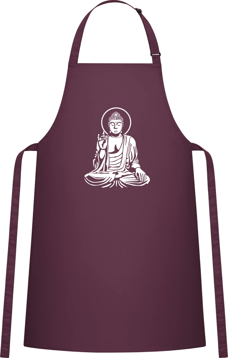 Buddha Figure Silhouette - Aubergine Cotton Bib Apron - Front