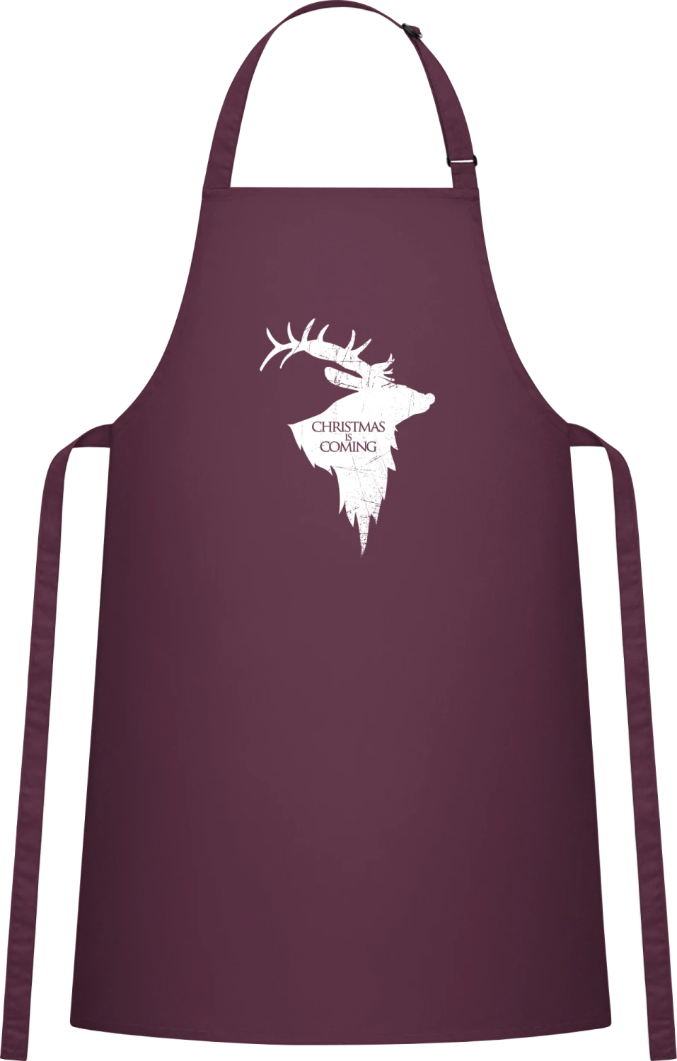 Christmas Is Coming - Aubergine Cotton Bib Apron - Front