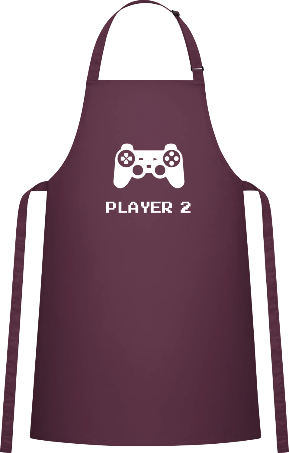 Player 2 - Aubergine Cotton Bib Apron - Front