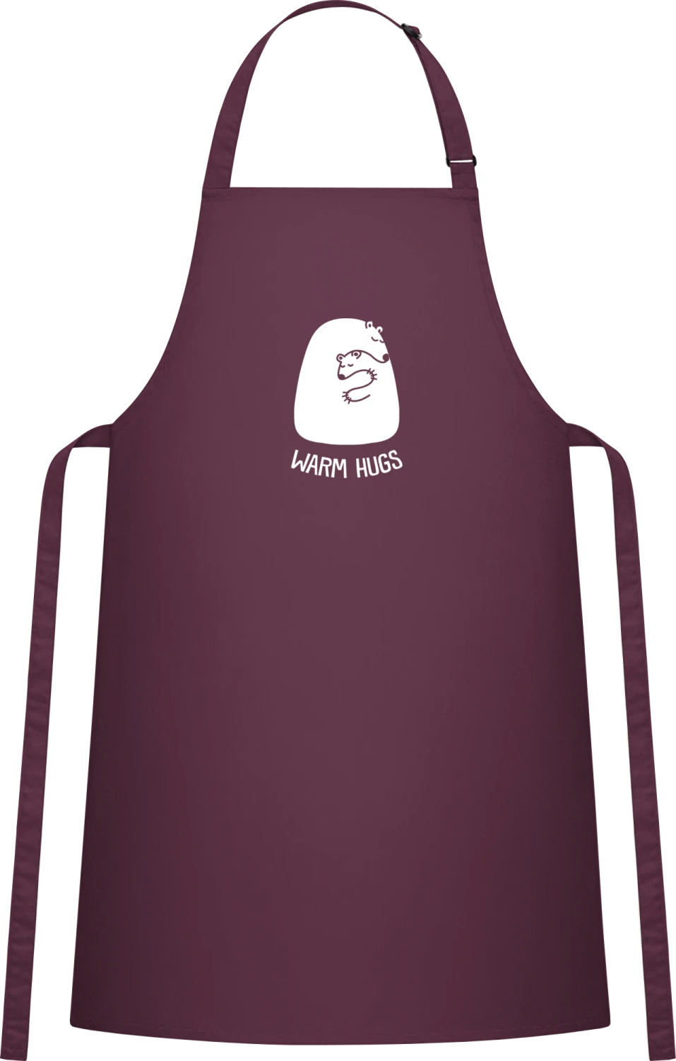 Warm Hugs Ice Bear - Aubergine Cotton Bib Apron - Front