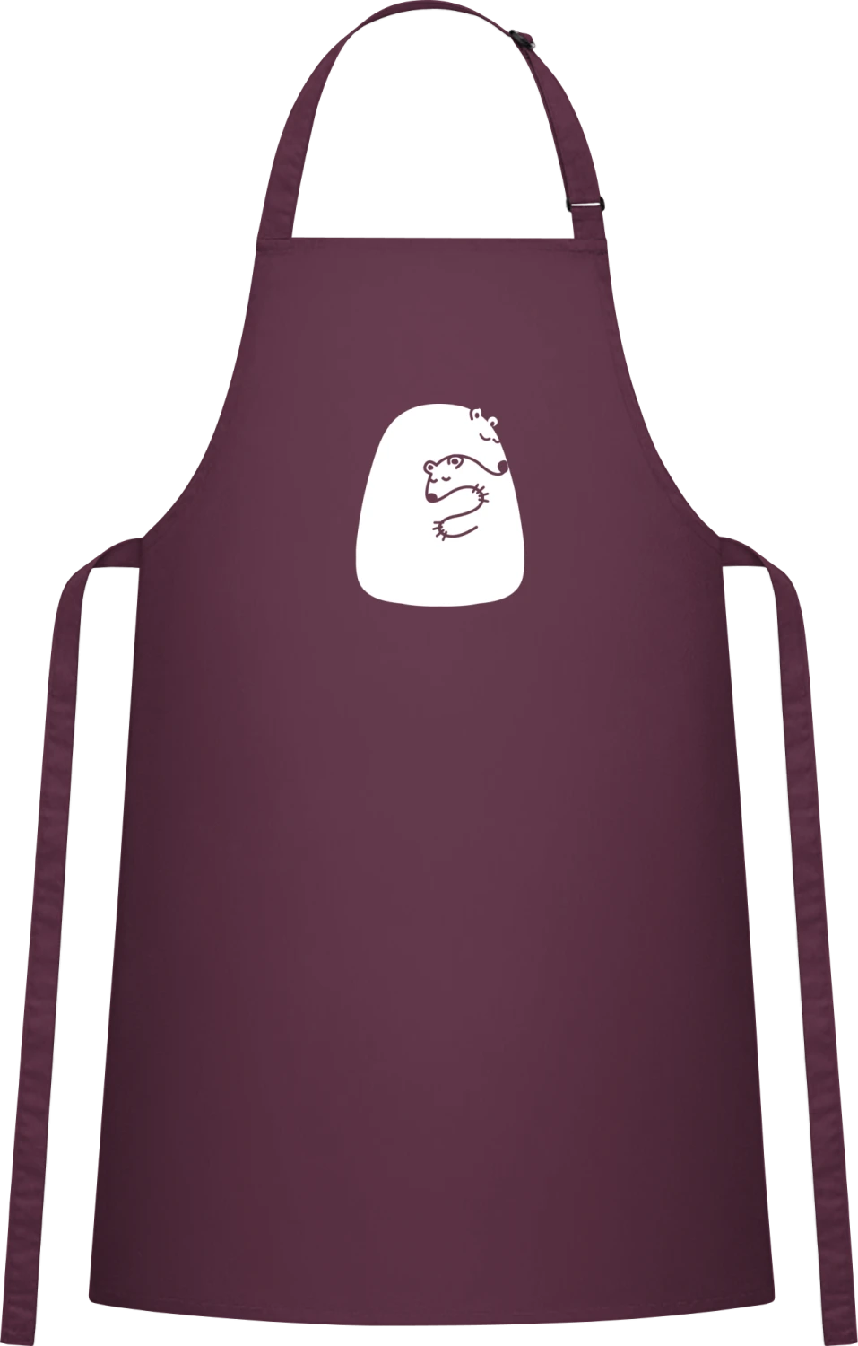 Ice Bear Family Hug - Aubergine Cotton Bib Apron - Front