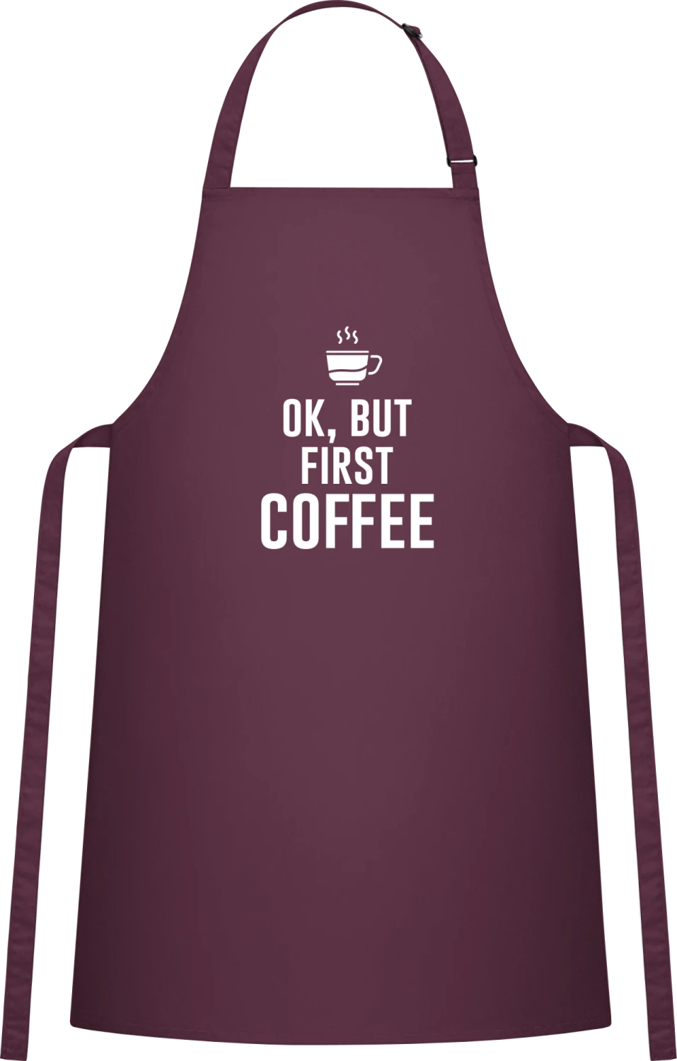 Ok, But Fist Coffee - Aubergine Cotton Bib Apron - Front