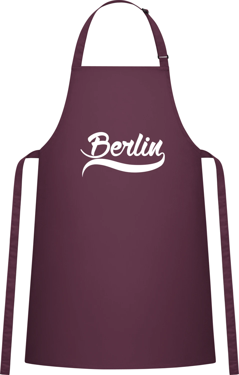 Berlin Handwritten - Aubergine Cotton Bib Apron - Front