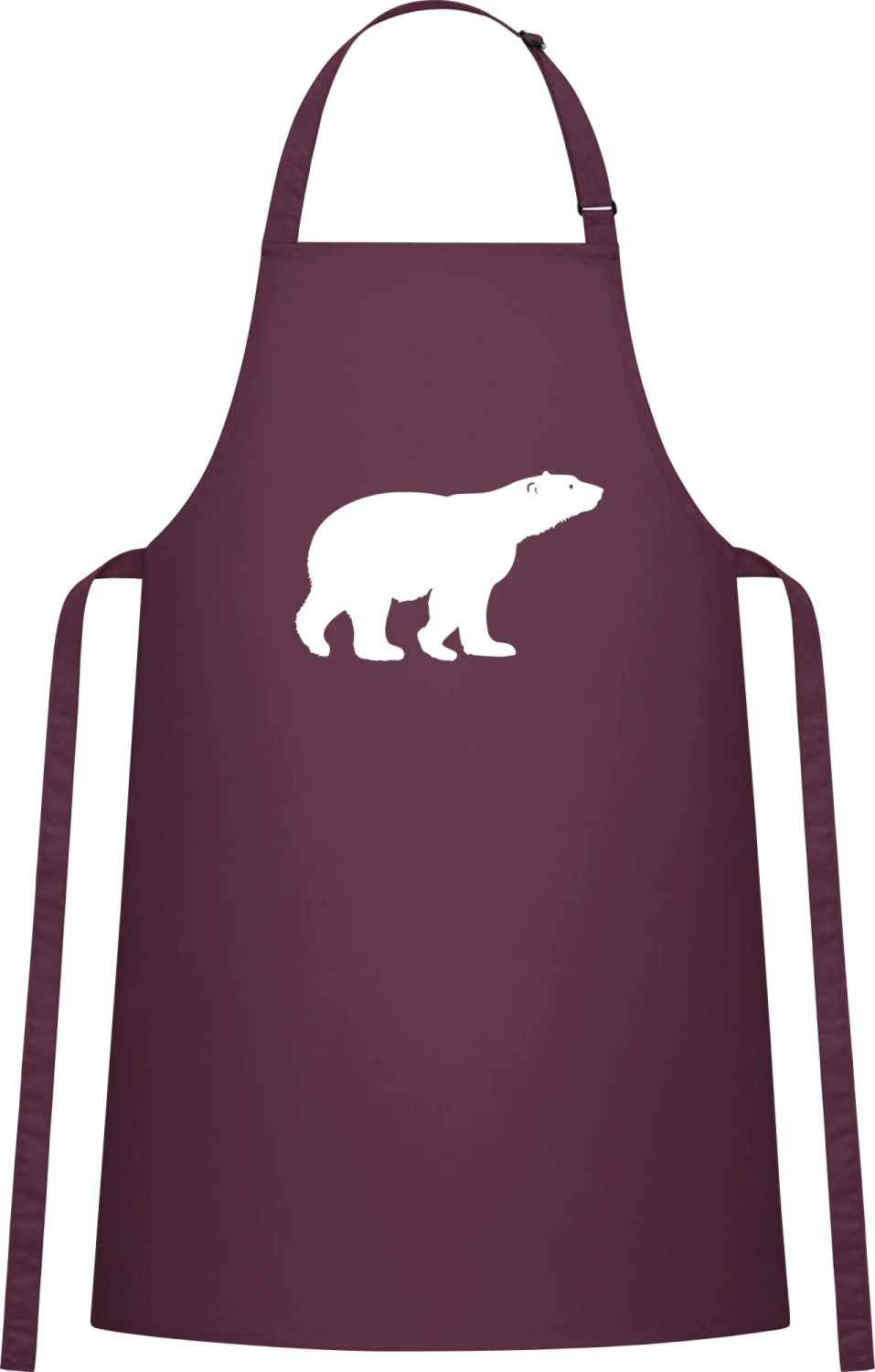 Ice Bear Silhouette - Aubergine Cotton Bib Apron - Front