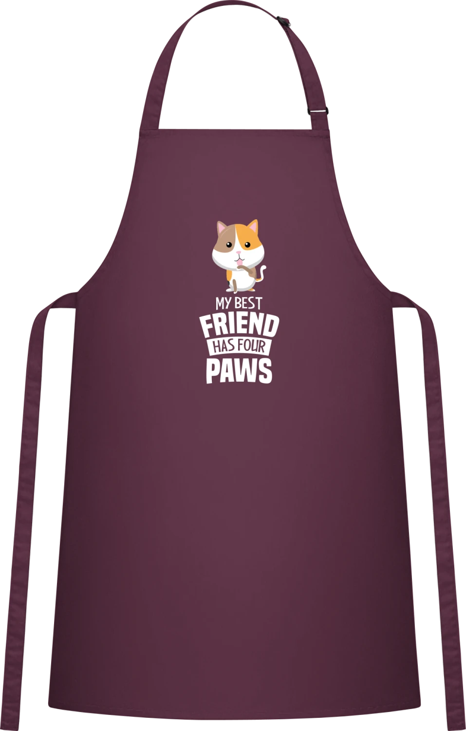 My Best Friend Has Four Paws Cat - Aubergine Cotton Bib Apron - Front