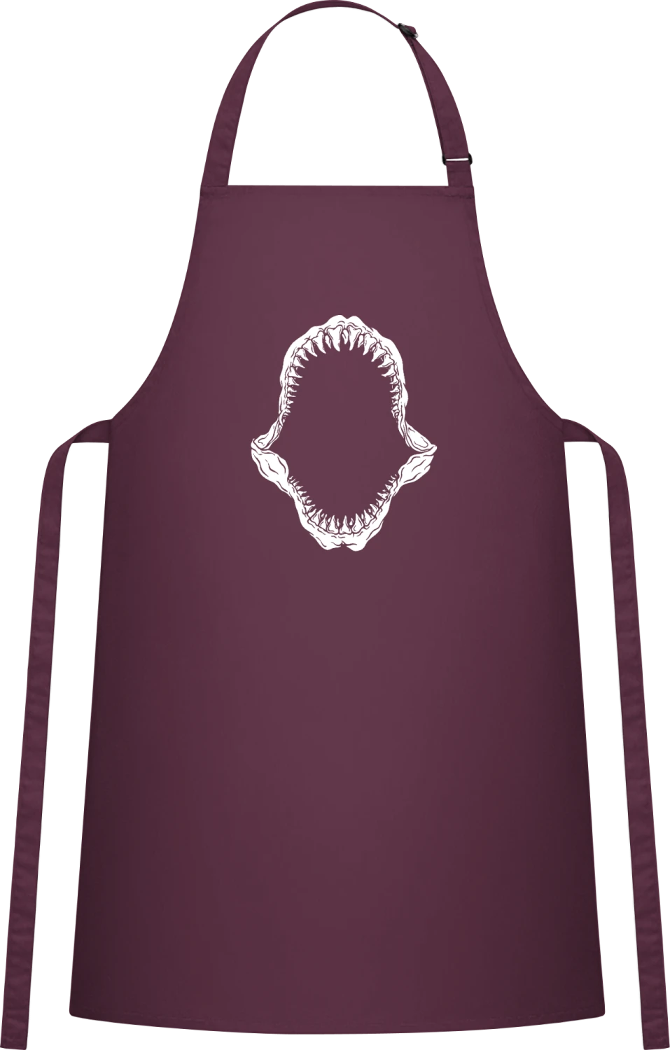 Shark Teeth - Aubergine Cotton Bib Apron - Front