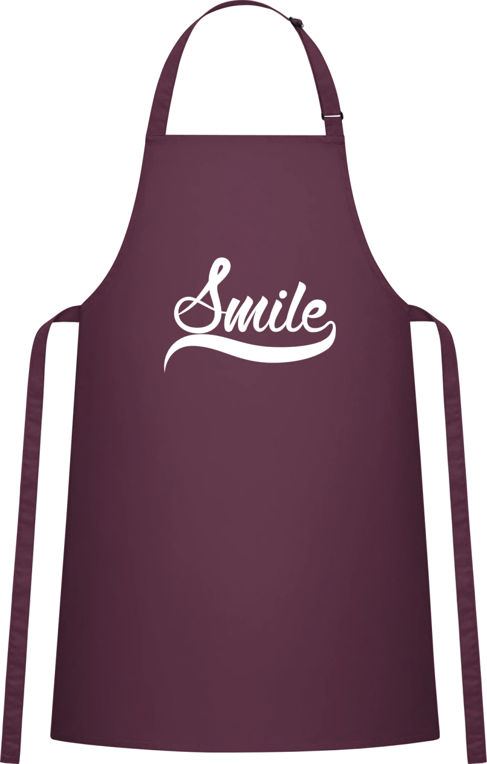 Smile Logo - Aubergine Cotton Bib Apron - Front