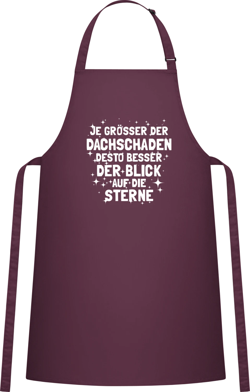 Dachschaden Blick auf die Sterne - Aubergine Cotton Bib Apron - Front