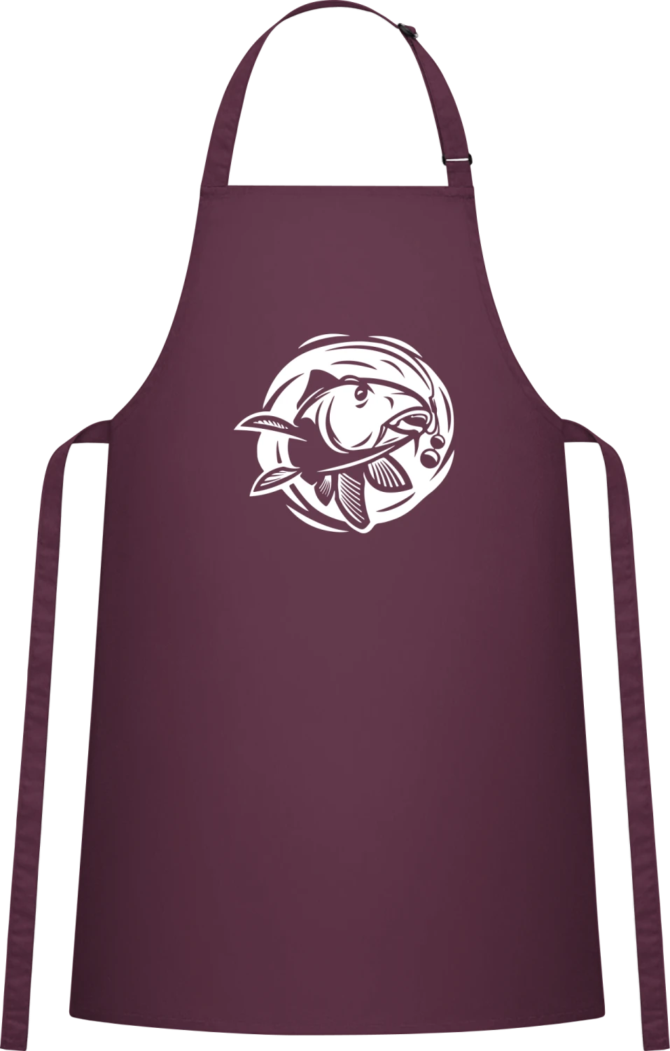 Carp Fish With Boilie - Aubergine Cotton Bib Apron - Front