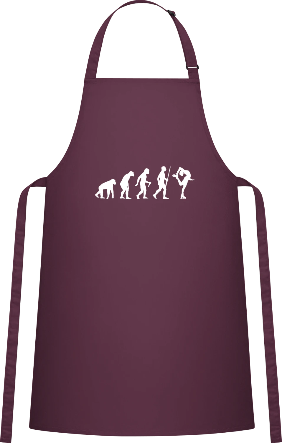 Ice Figure Skater Evolution Humour - Aubergine Cotton Bib Apron - Front