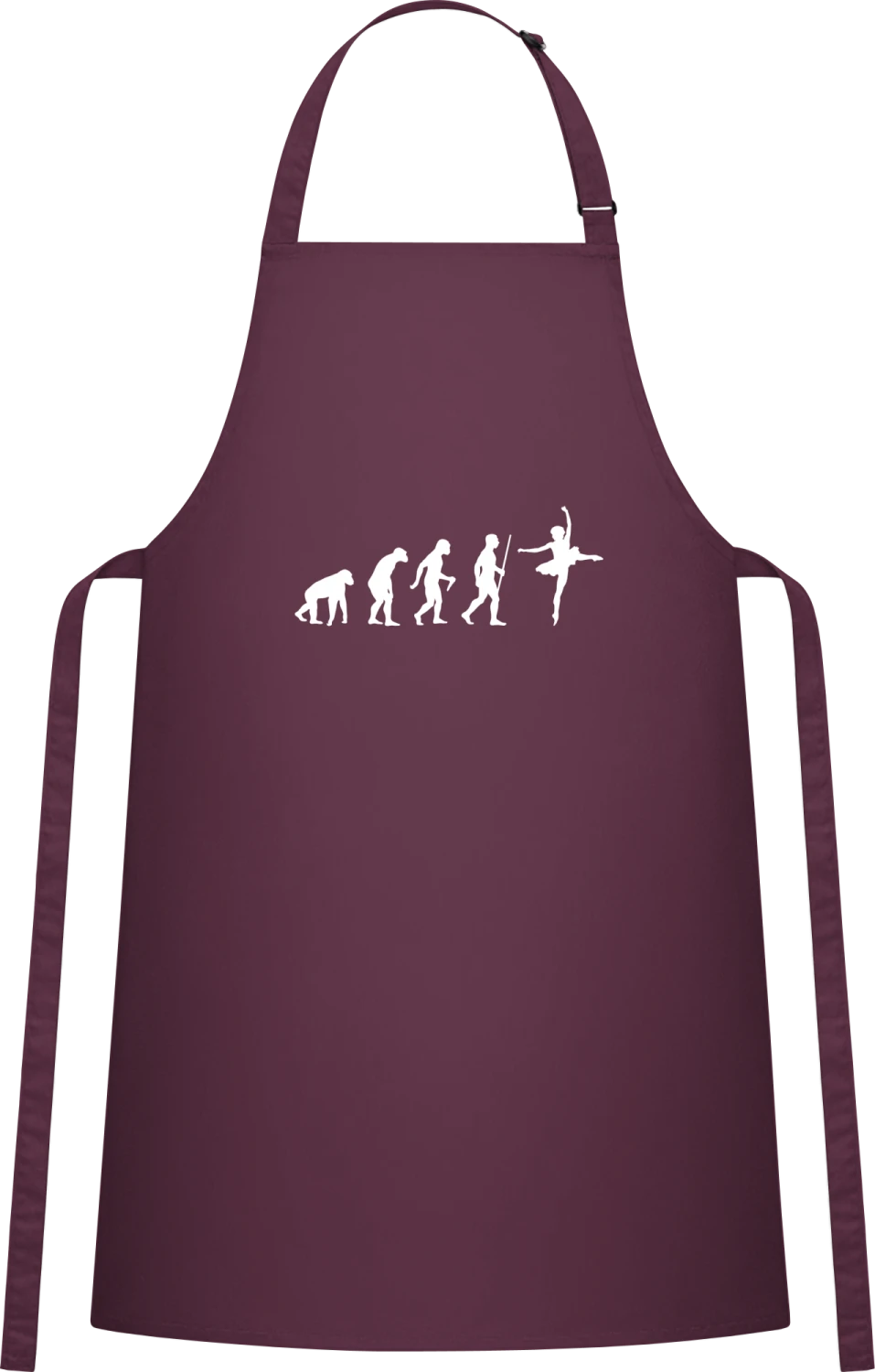 Ballet Evolution Humour - Aubergine Cotton Bib Apron - Front