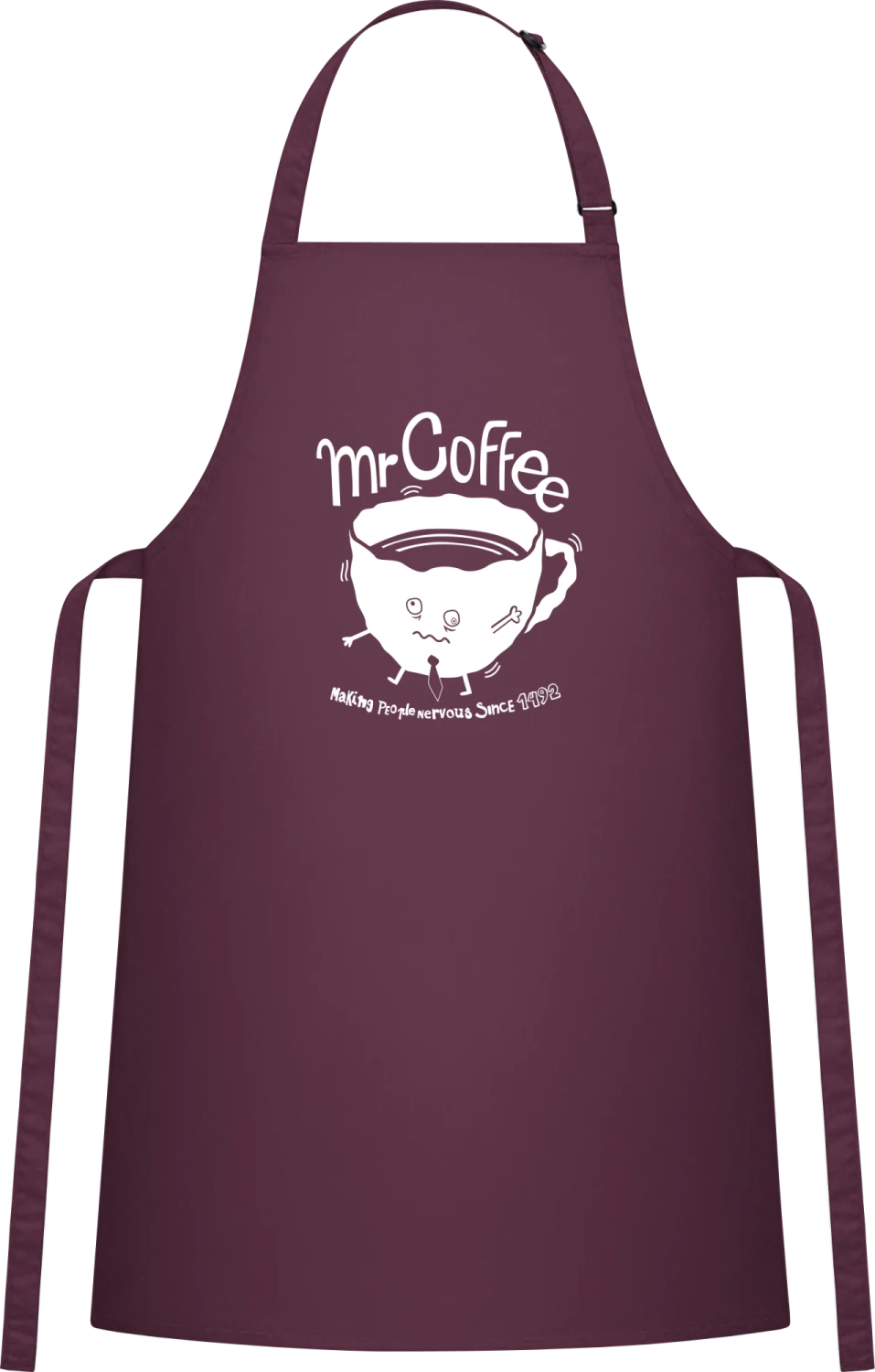 Mr Coffee - Aubergine Cotton Bib Apron - Front