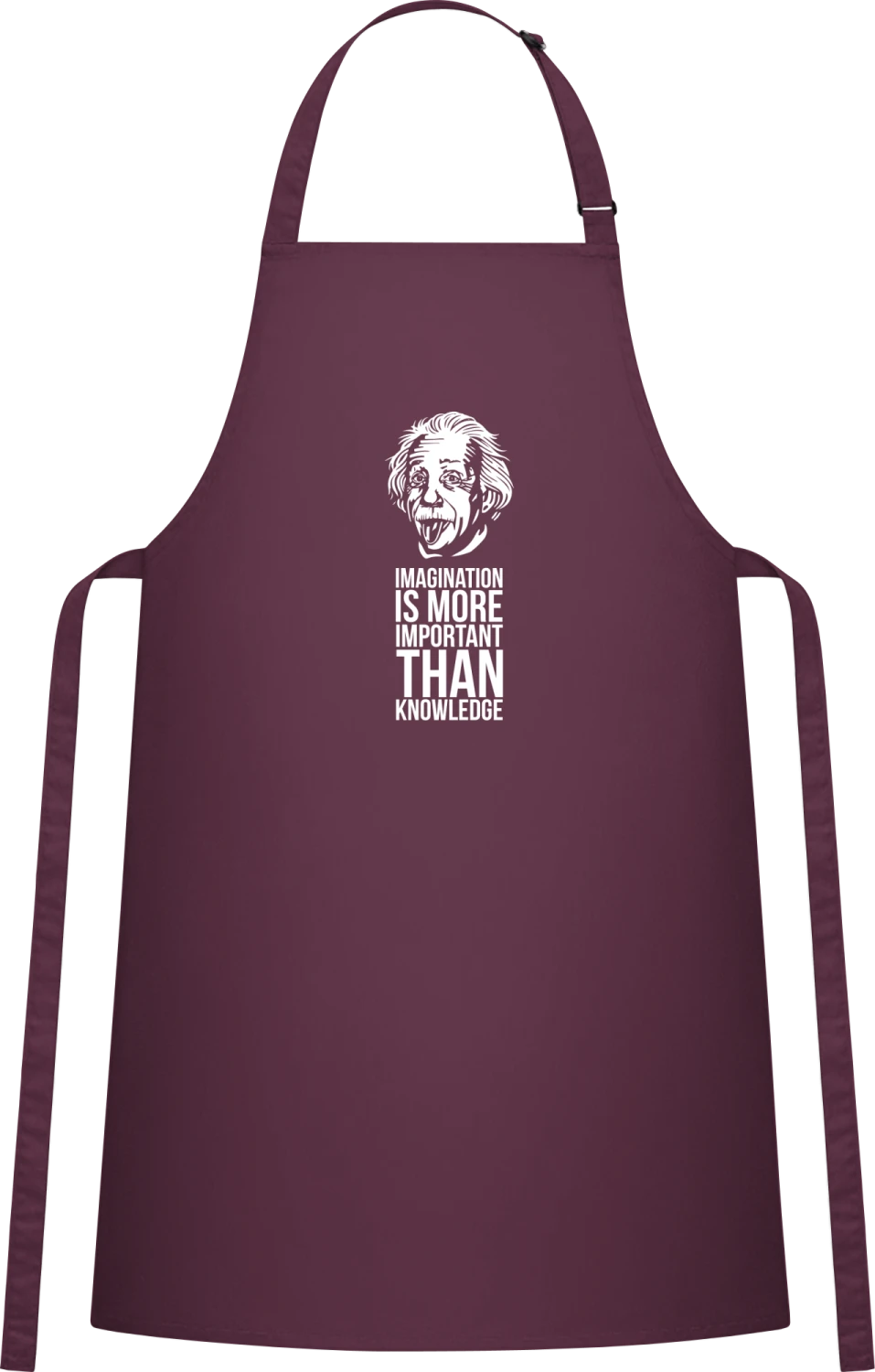 Imagination vs Knowledge - Aubergine Cotton Bib Apron - Front