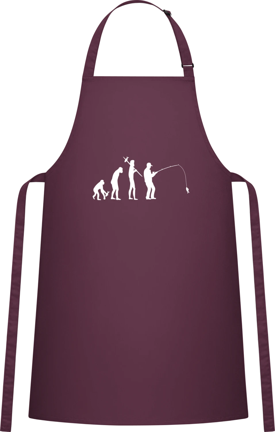 Fishing Evolution - Aubergine Cotton Bib Apron - Front