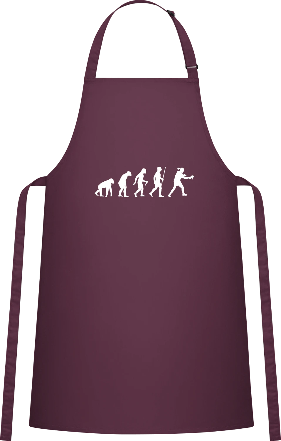 Table Tennis Evolution Humour - Aubergine Cotton Bib Apron - Front