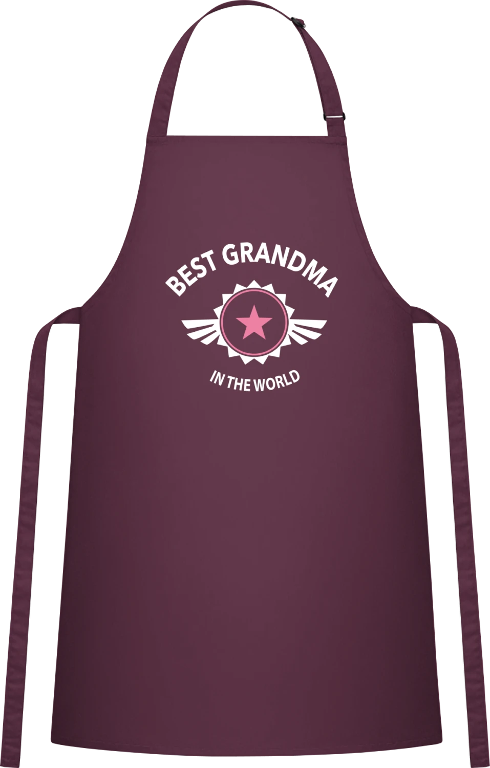 Best Grandma in the World - Aubergine Cotton Bib Apron - Front