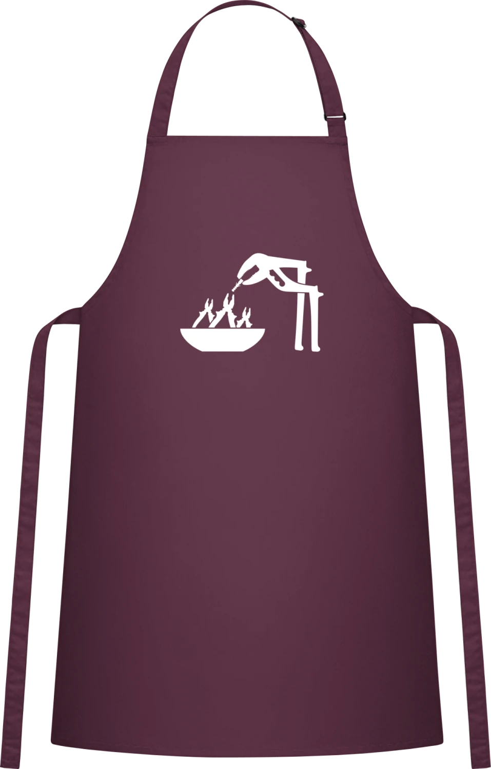 Hungry Pliers - Aubergine Cotton Bib Apron - Front