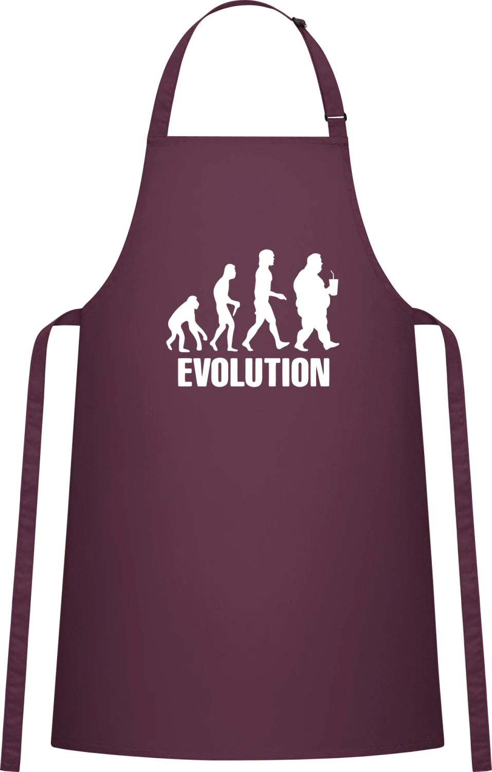 Man Evolution - Aubergine Cotton Bib Apron - Front