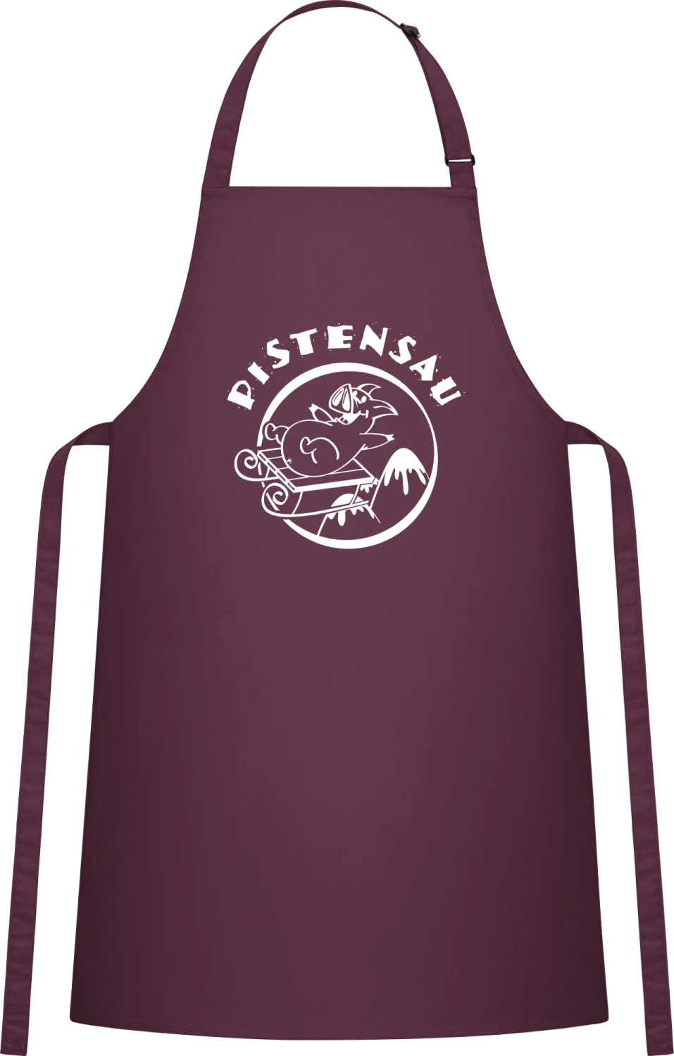 Pistensau Schlitten - Aubergine Cotton Bib Apron - Front