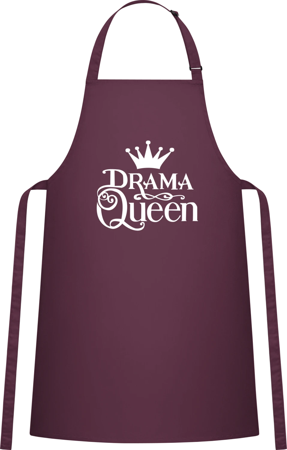 Drama Queen - Aubergine Cotton Bib Apron - Front