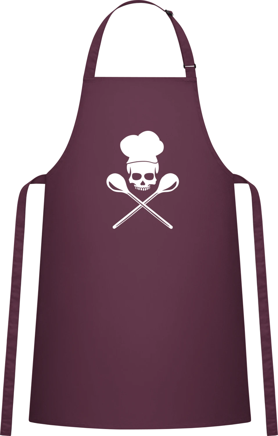 Cook Crossbones - Aubergine Cotton Bib Apron - Front