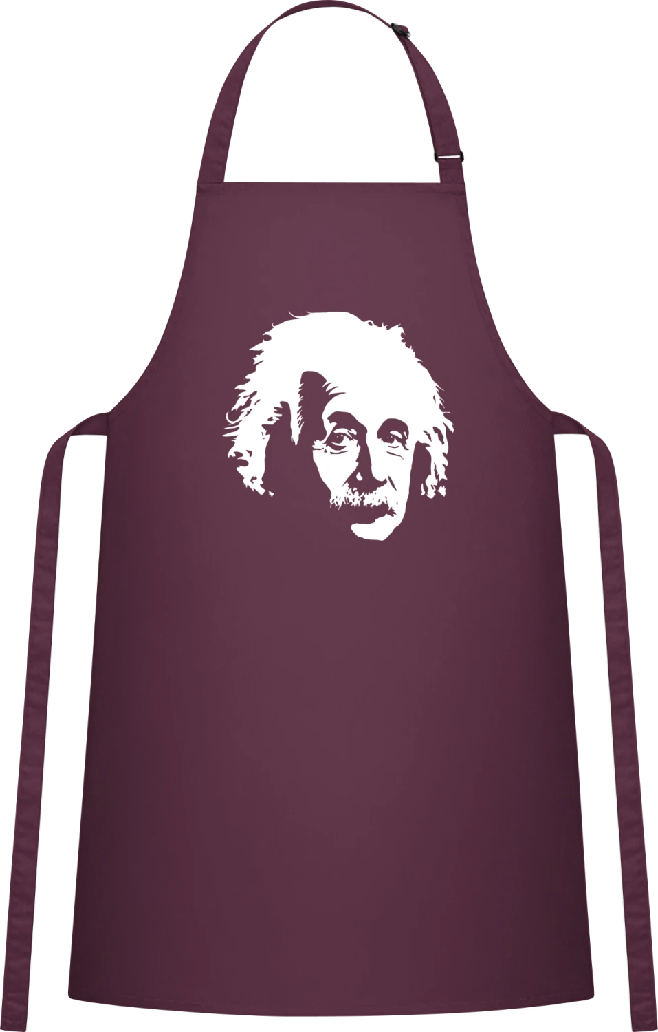 Einstein Face - Aubergine Cotton Bib Apron - Front