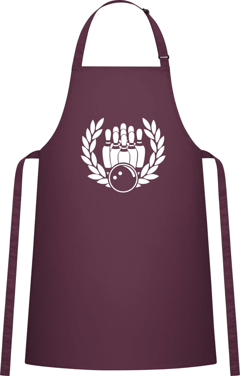 Pins Illustration - Aubergine Cotton Bib Apron - Front