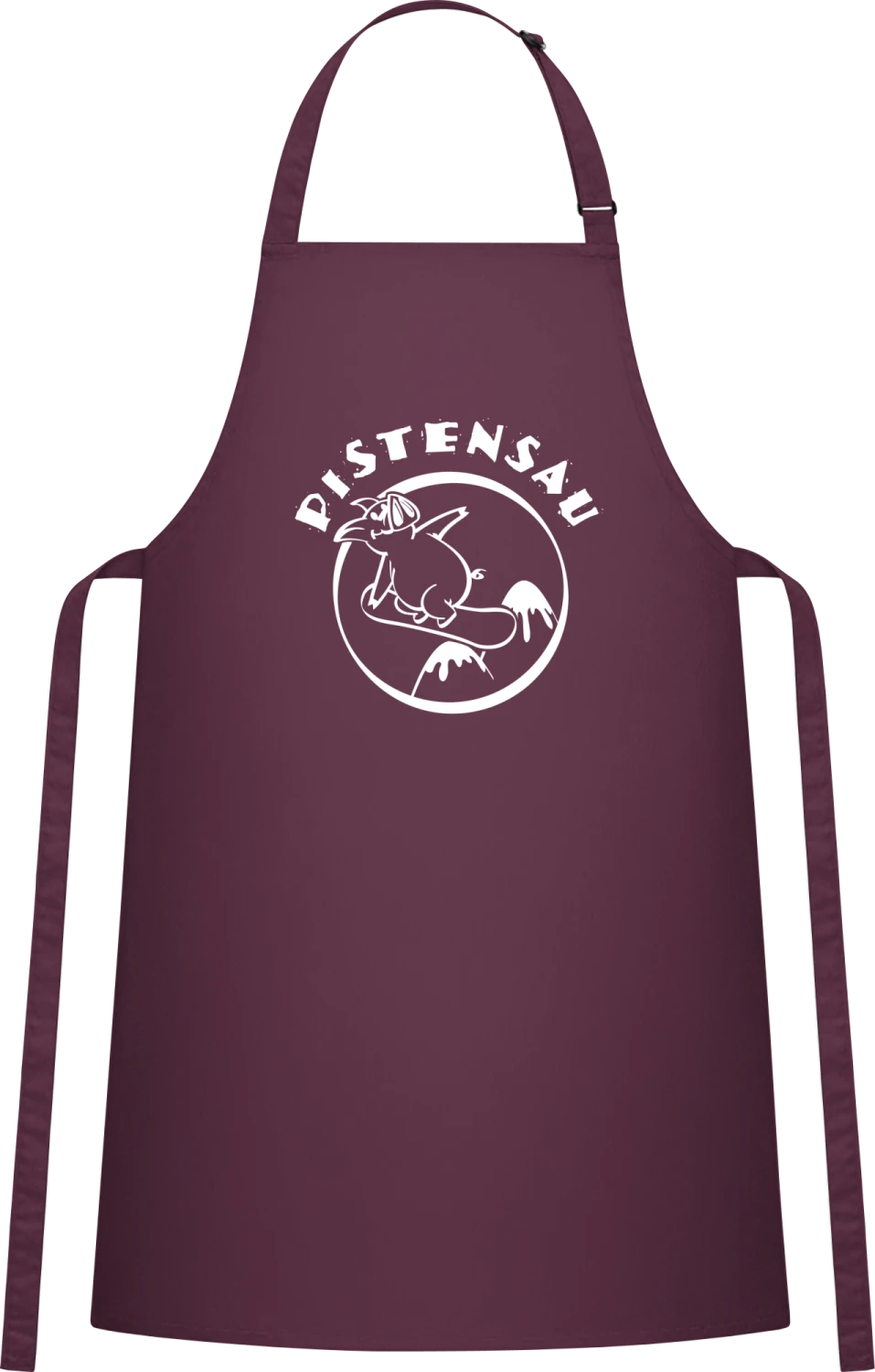 Pistensau Snowboard - Aubergine Cotton Bib Apron - Front