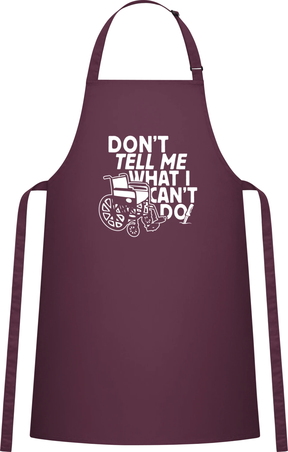 Dont Tell Me What I Cant Do - Aubergine Cotton Bib Apron - Front