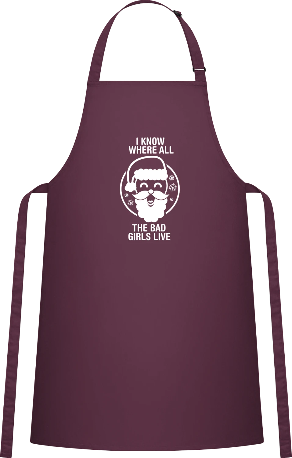 I Know Where All The Bad Girls Live - Aubergine Cotton Bib Apron - Front