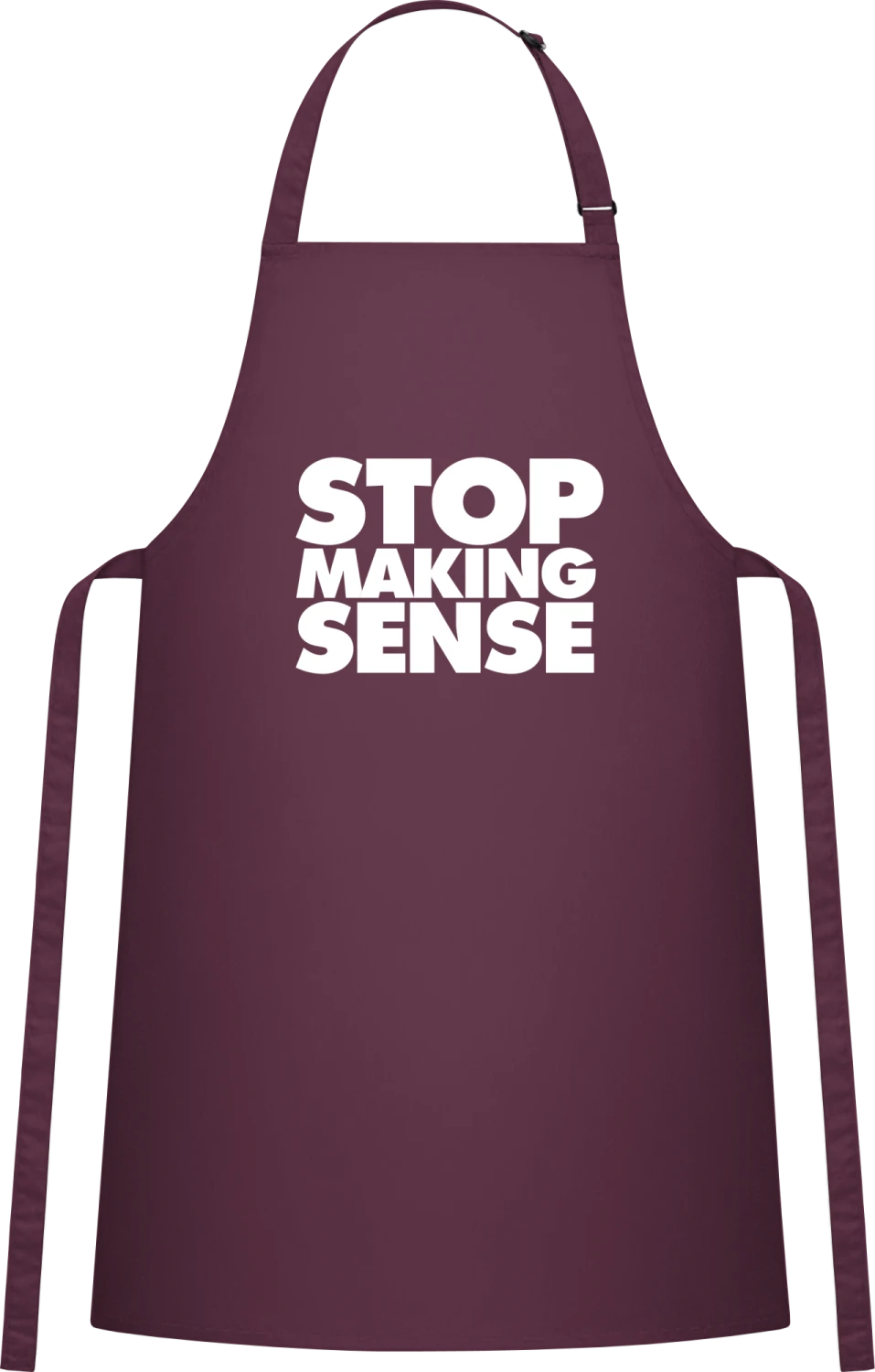 Stop Making Sense - Aubergine Cotton Bib Apron - Front