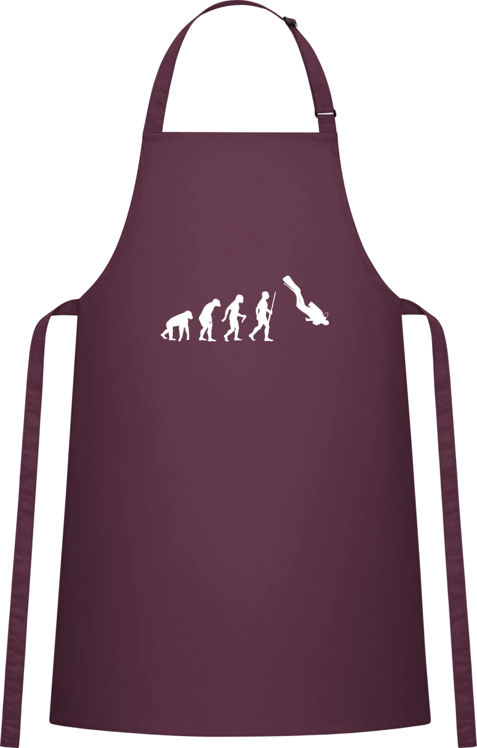 Diving Evolution Humor - Aubergine Cotton Bib Apron - Front