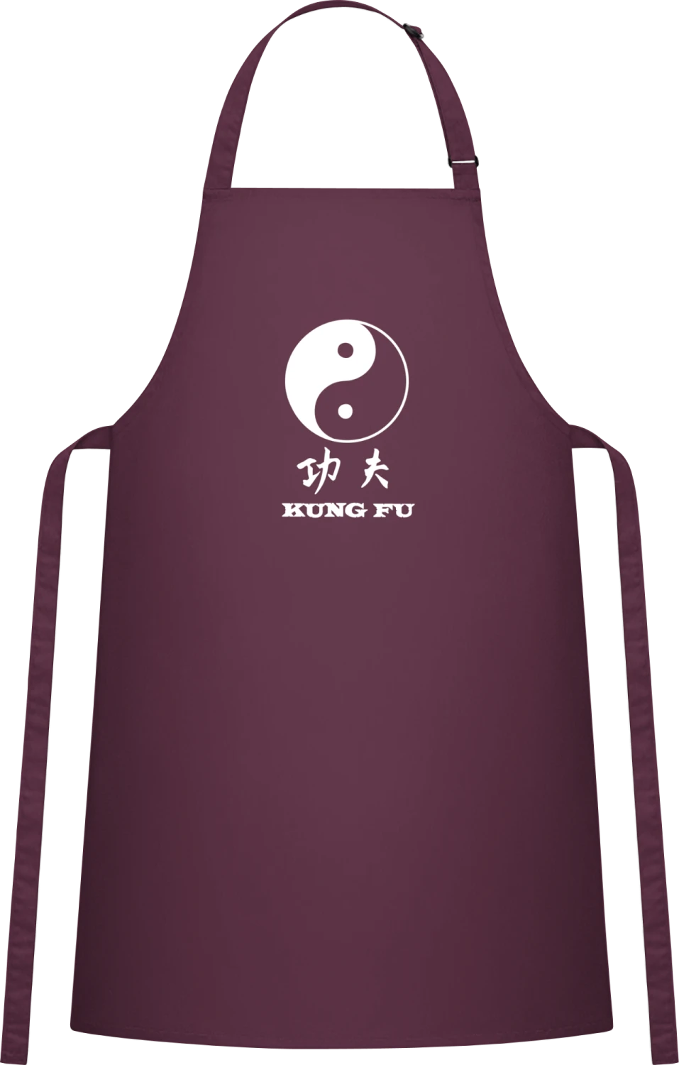 Kung Fu - Aubergine Cotton Bib Apron - Front