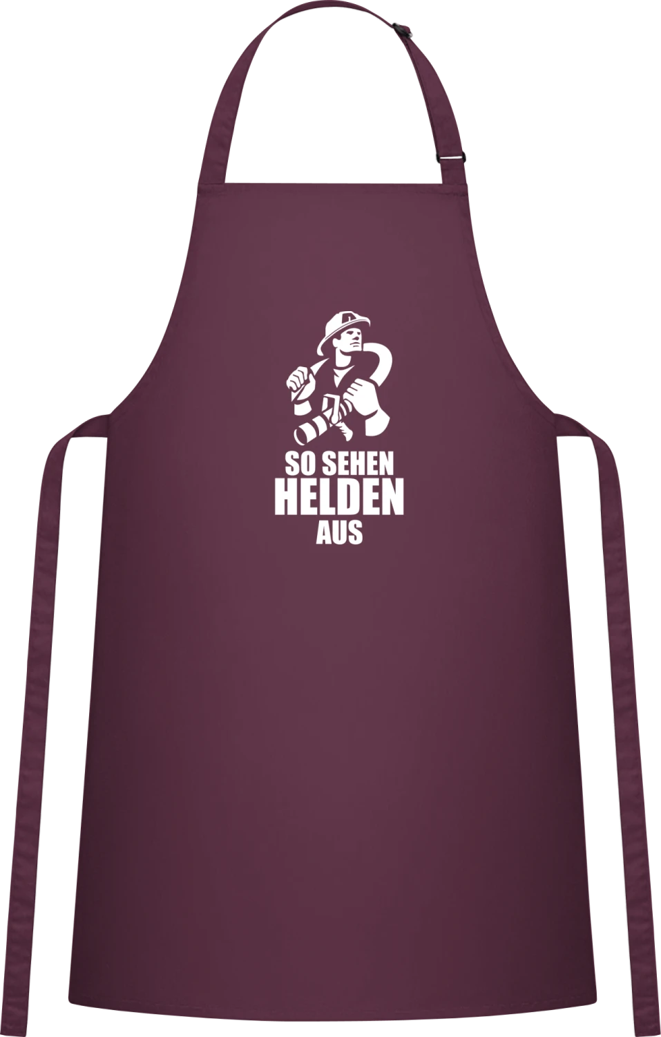 So sehen Helden aus - Aubergine Cotton Bib Apron - Front