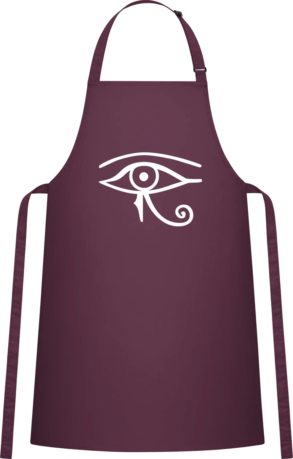 Eye of Horus - Aubergine Cotton Bib Apron - Front