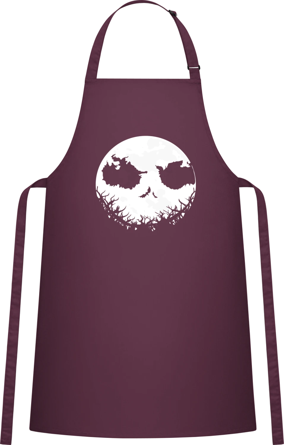 Halloween Moonlight Face - Aubergine Cotton Bib Apron - Front