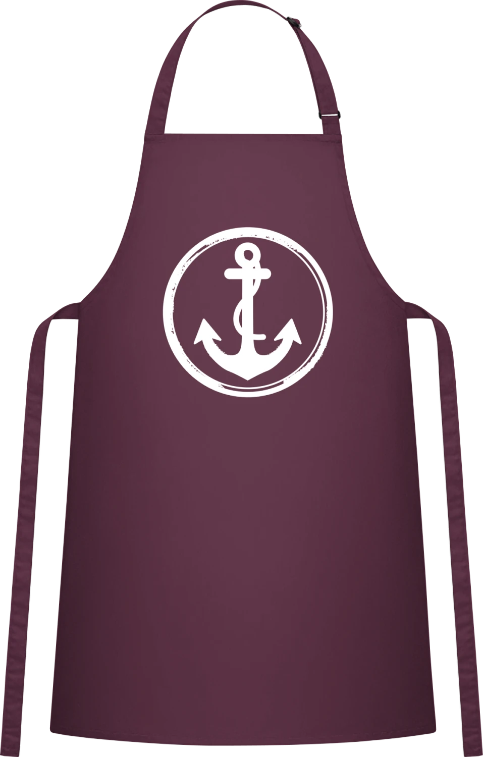 Anchor - Aubergine Cotton Bib Apron - Front