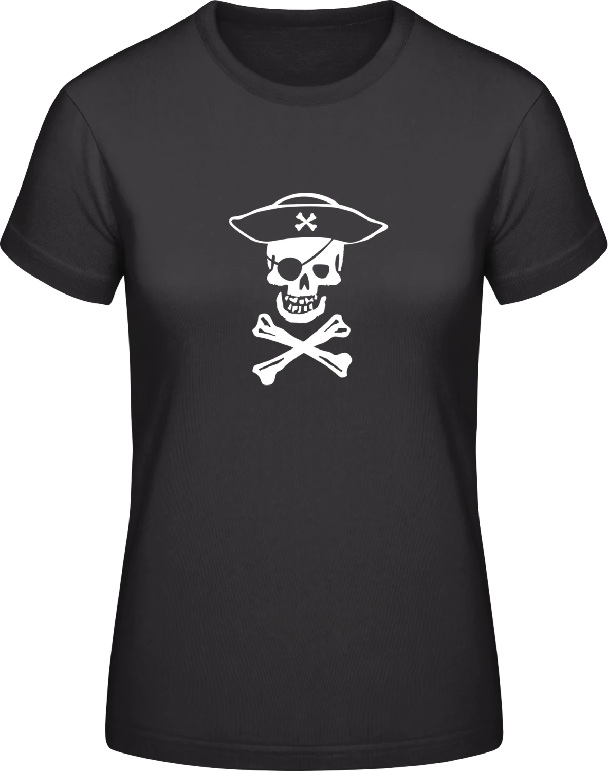 Pirate Skull - Black #E190 women T-Shirt - Front