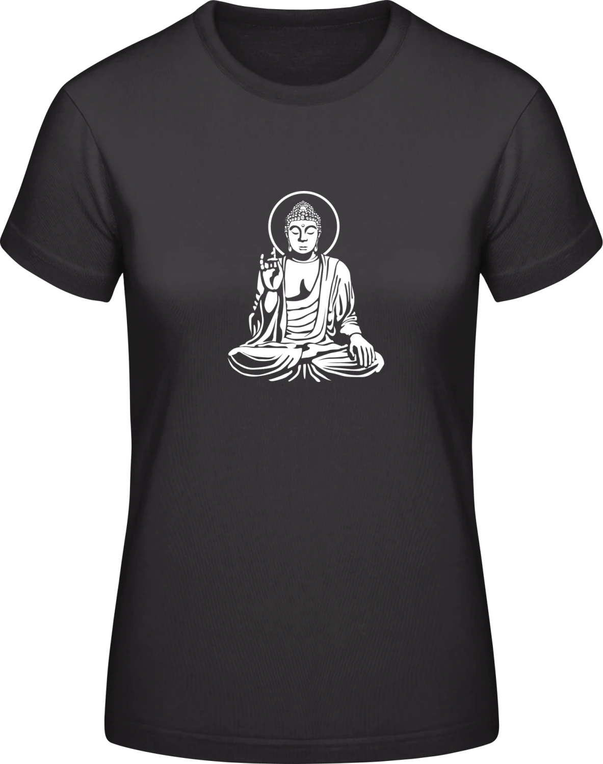 Buddha Figure Silhouette - Black #E190 women T-Shirt - Front