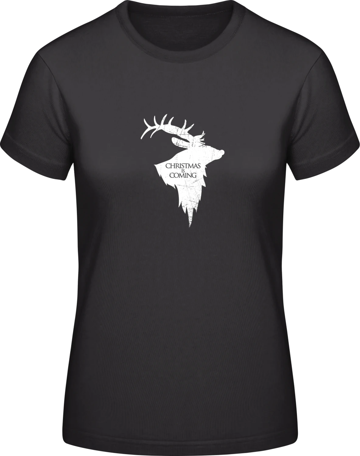 Christmas Is Coming - Black #E190 women T-Shirt - Front